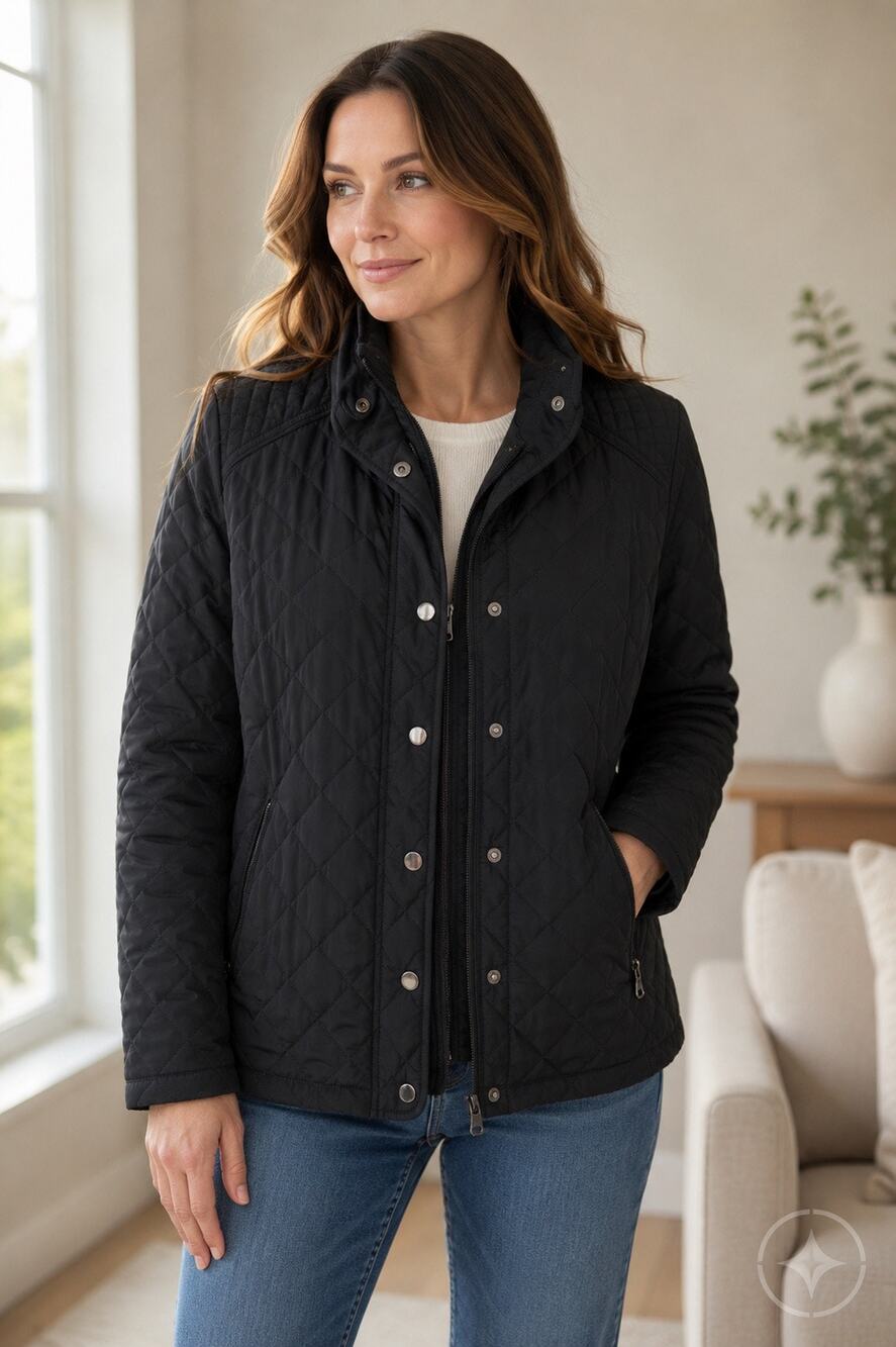 Lauren Ralph Lauren Black Quilted Jacket Women’s L Snap Front Lightweight Coat
